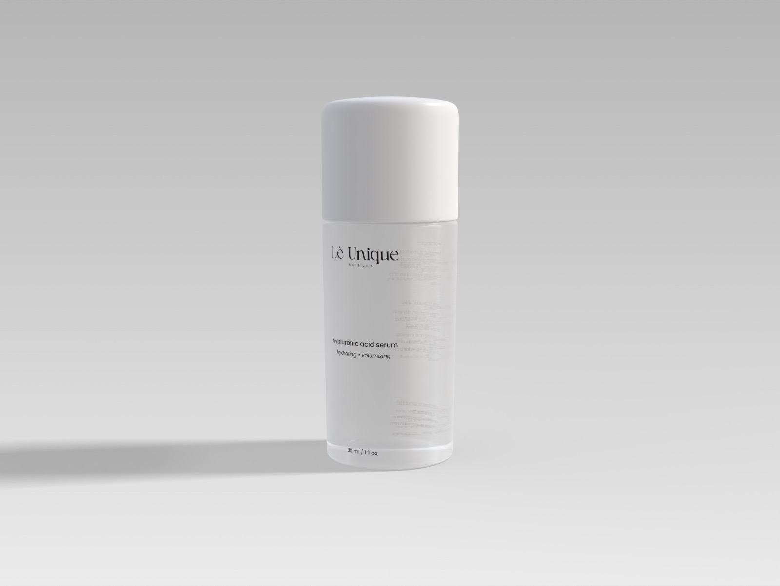 Hyaluronic acid serum bottle, front label